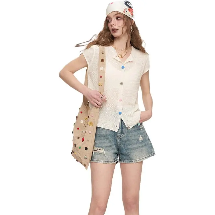 ELF SACK Denim Shorts Women's Denim Blue-1