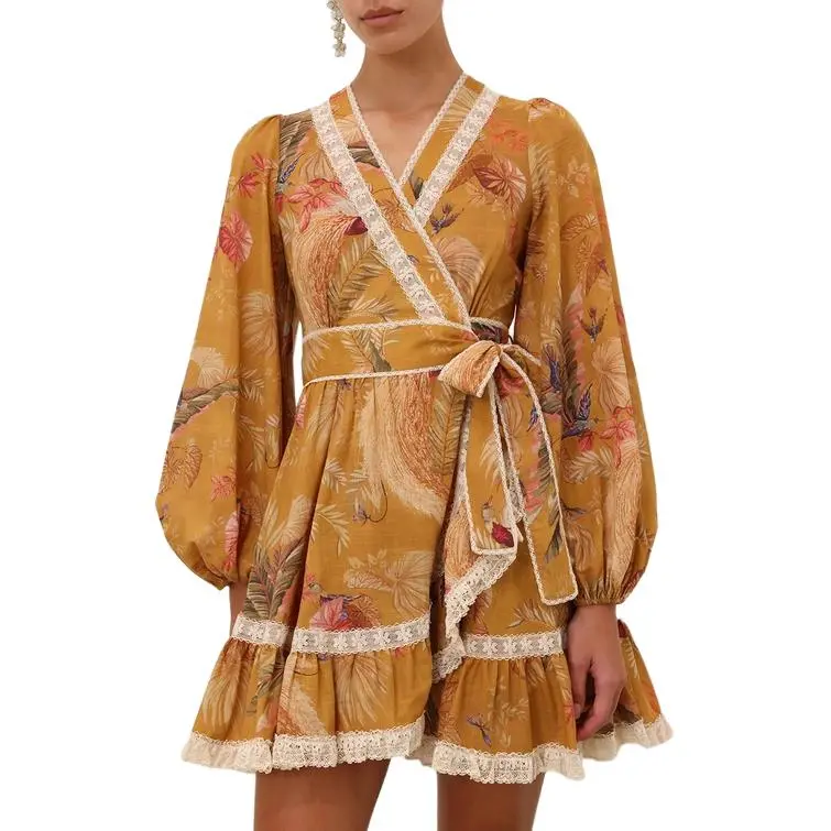 Zimmermann SS25 Long Sleeved Dress Women's Yellow-2