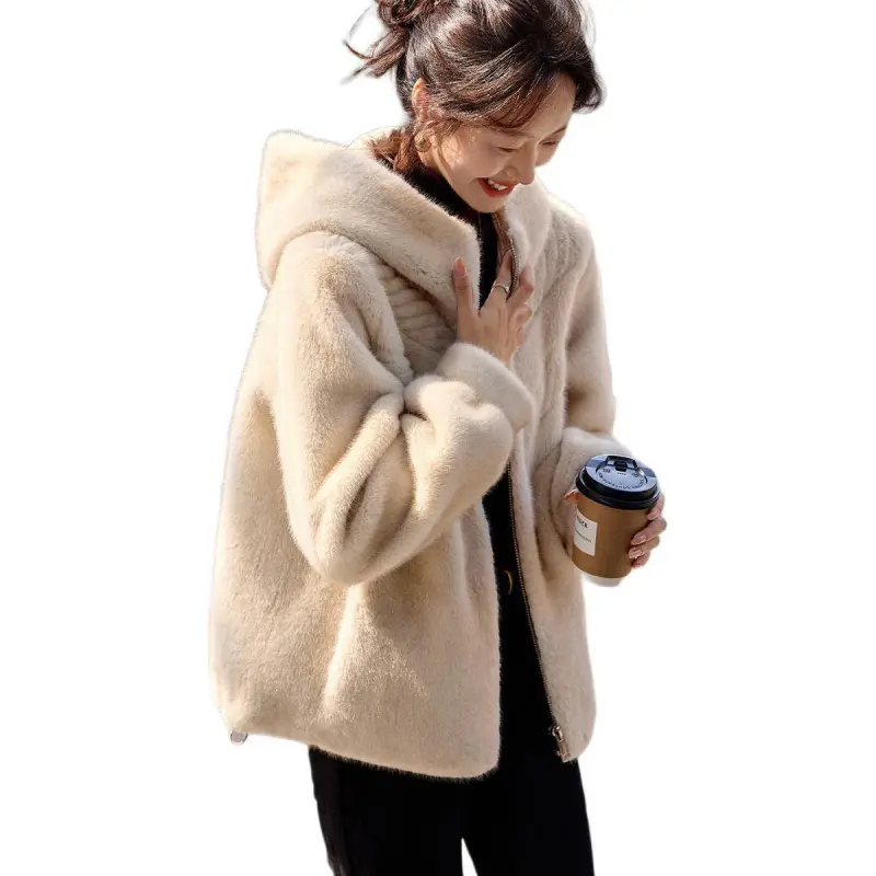 Mo Han Yi Mei Velvet feel Coat Women's Beige-1