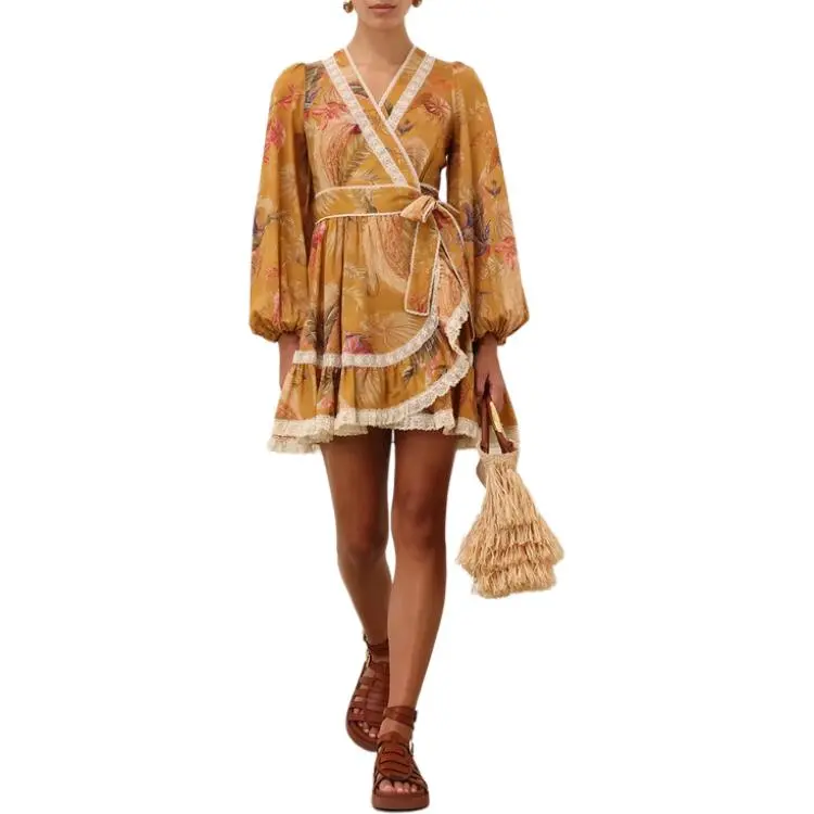 Zimmermann SS25 Long Sleeved Dress Women's Yellow-1