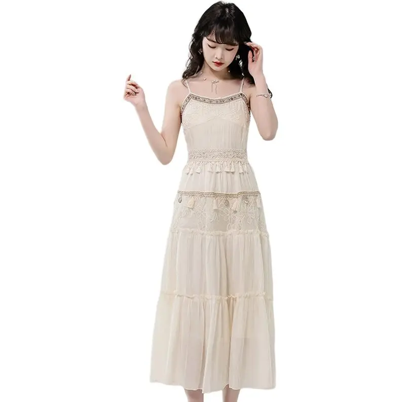 La Chapelle Slip Dresses Women's Apricot-3