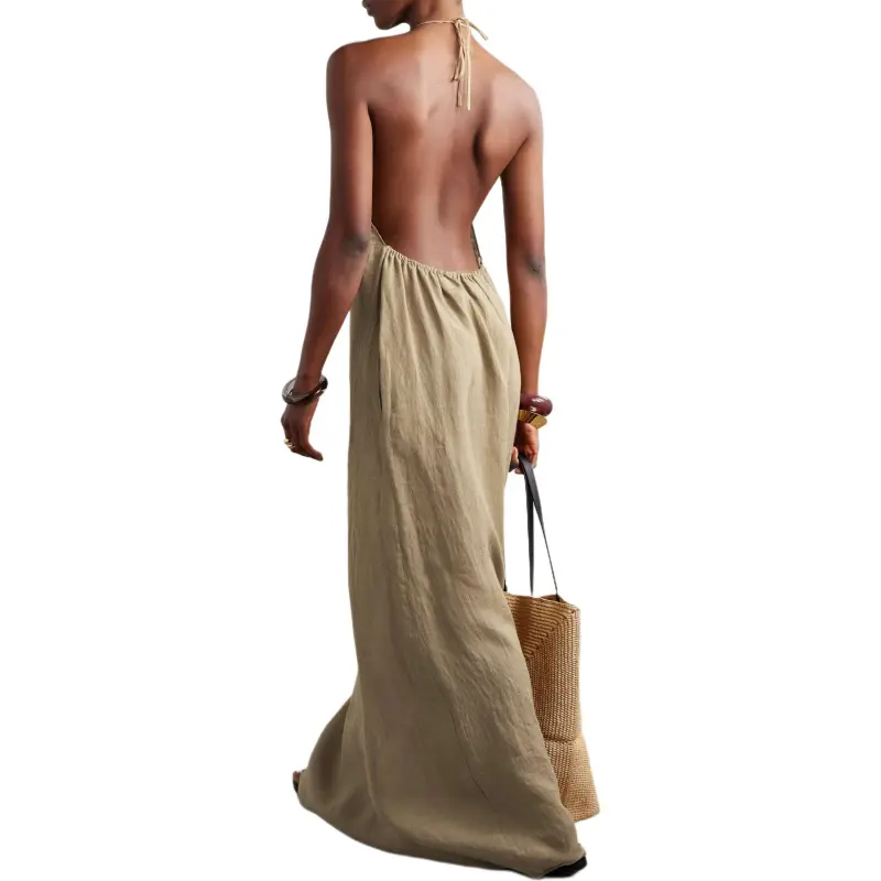 NILI LOTAN Slip Dress Women's Beige-2