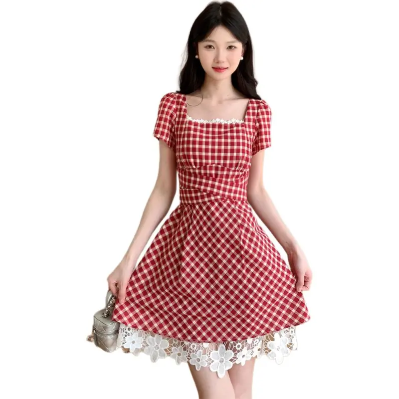 Dior Beauty Short Sleeved Dress Women's Red Cropped-1