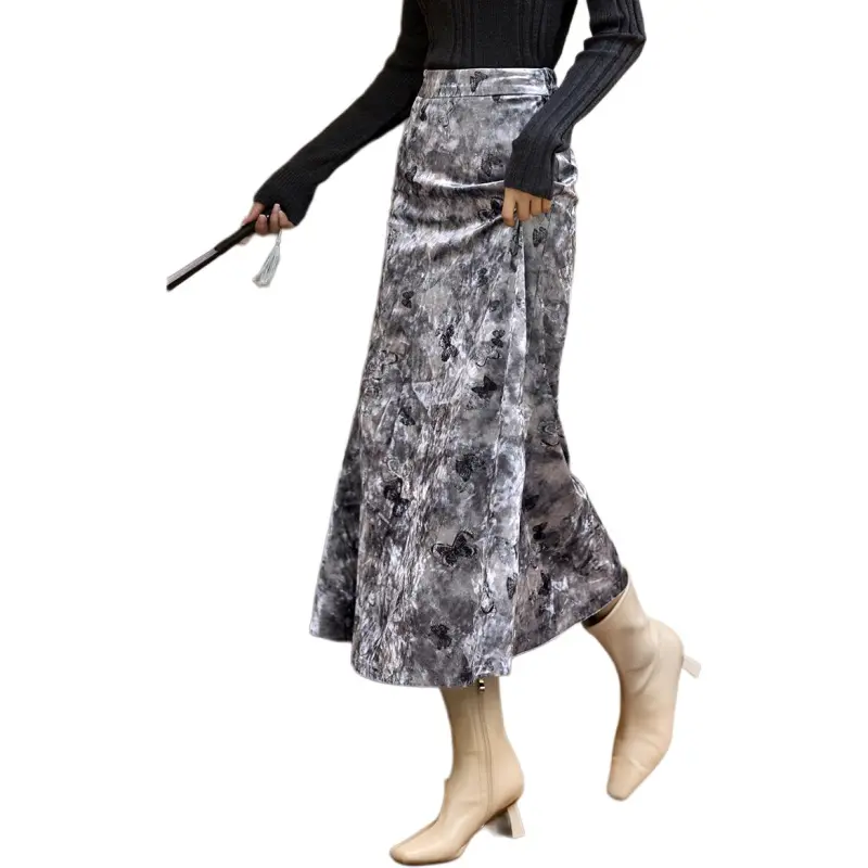 XWI Casual Long Skirts Women's Silver Gray-5