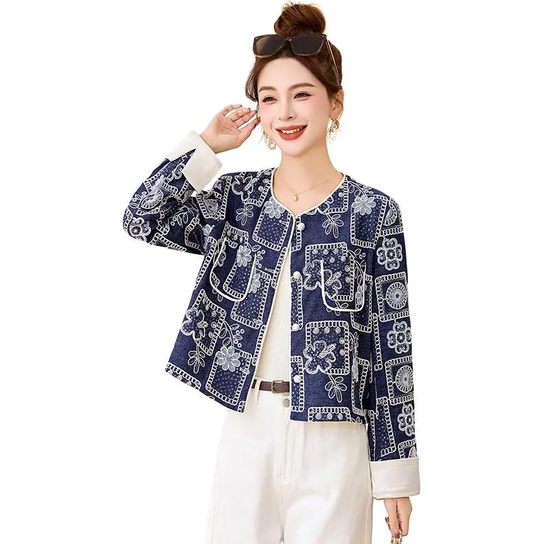 Yi Mengyuan Jacket Women's Denim Blue-4