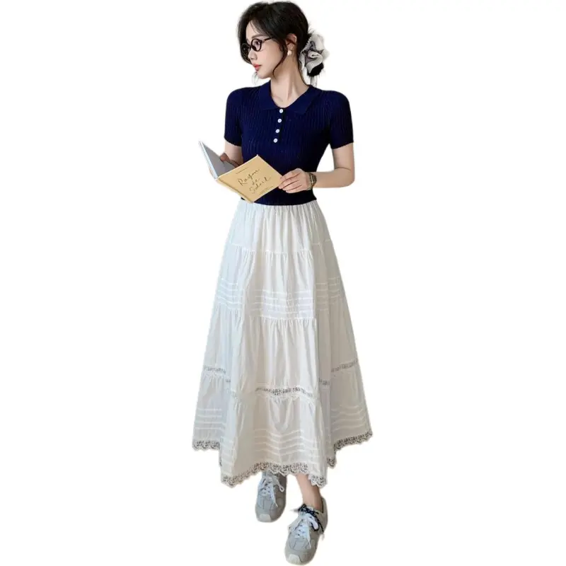 GOSO Casual Long Skirts Women's White-2