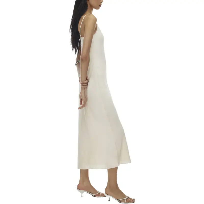 ARITZIA Wilfred New Only Slip Satin Maxi Dress Slip Dresses Women's Light Birch/Light Birch-4