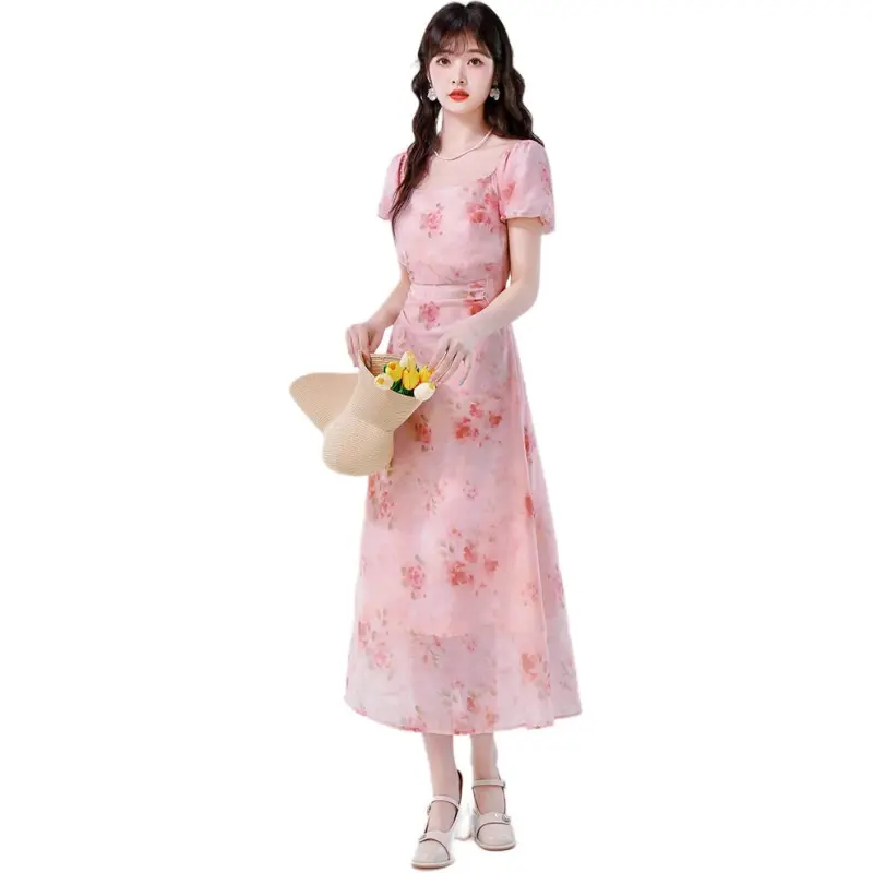 Dior Beauty Short Sleeved Dress Women's Pink-3