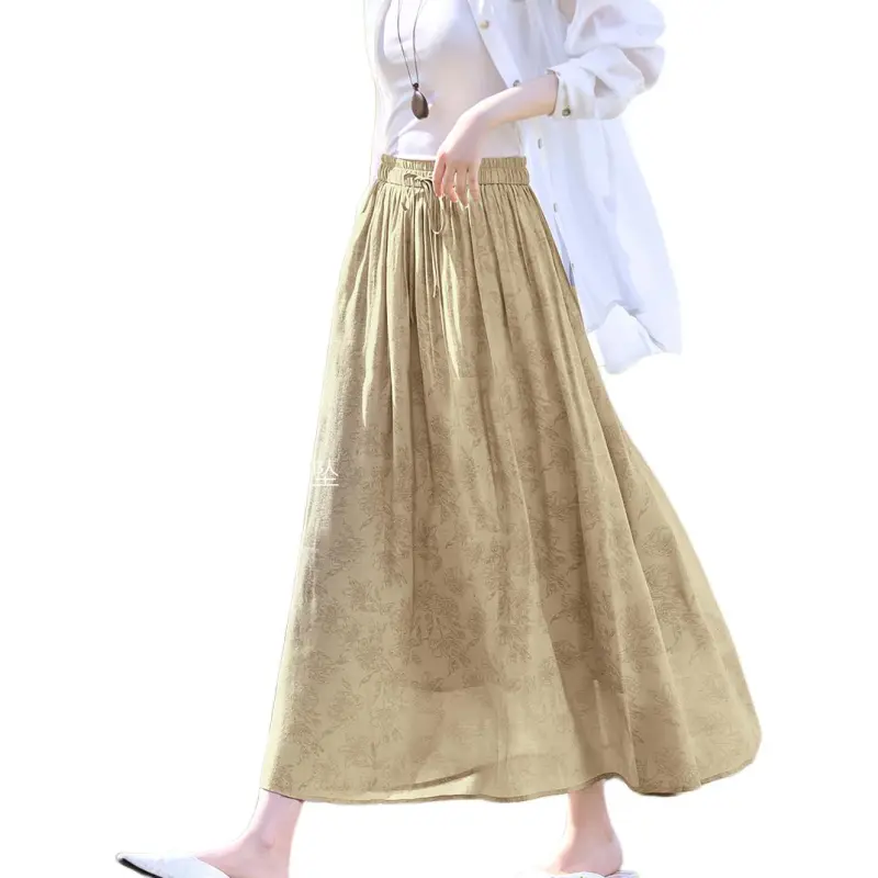 XWI Casual Long Skirts Women's Light Khaki-2