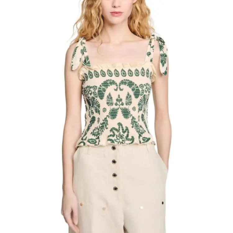 Sandro Floral print Smocked Top-1