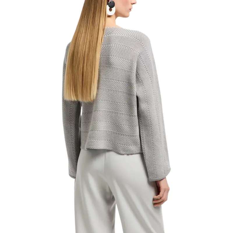 EMPORIO ARMANI Wavy Chevron Motif Boat Neck Jumper-3