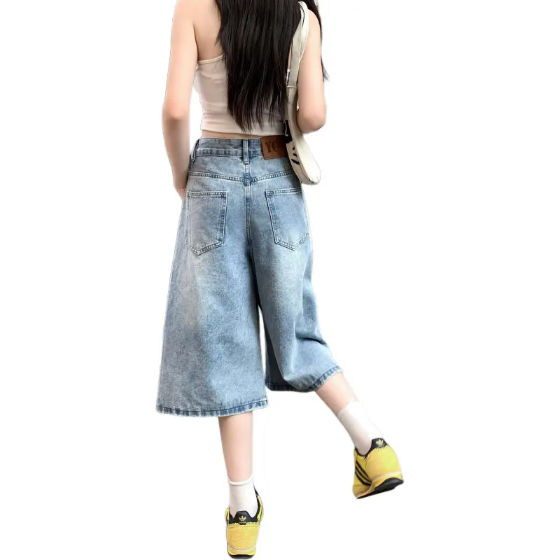 Flowers In Water Denim Shorts Women's-1
