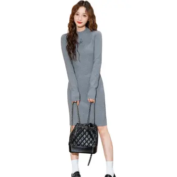 Tonlion Long Sleeved Dresses Women's Light Gray