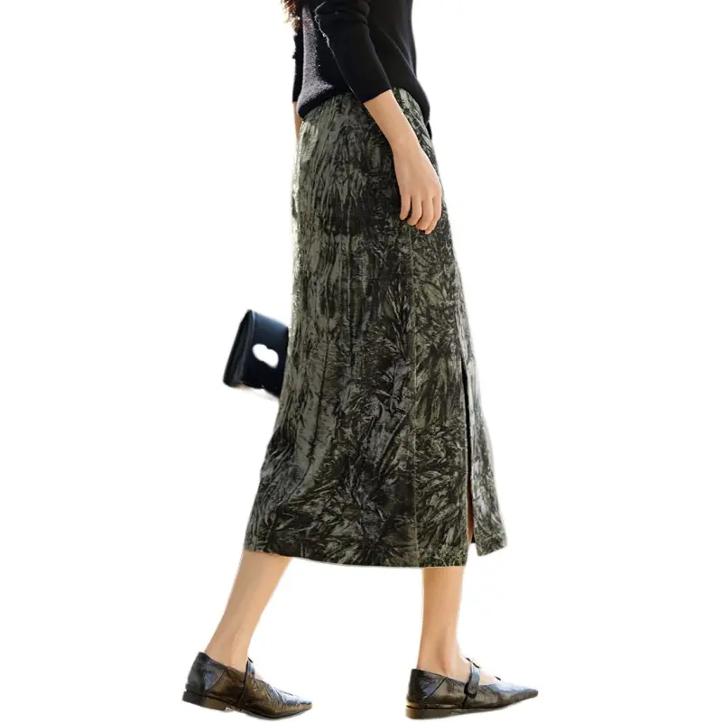 XWI Casual Long Skirts Women's Pea Green-3