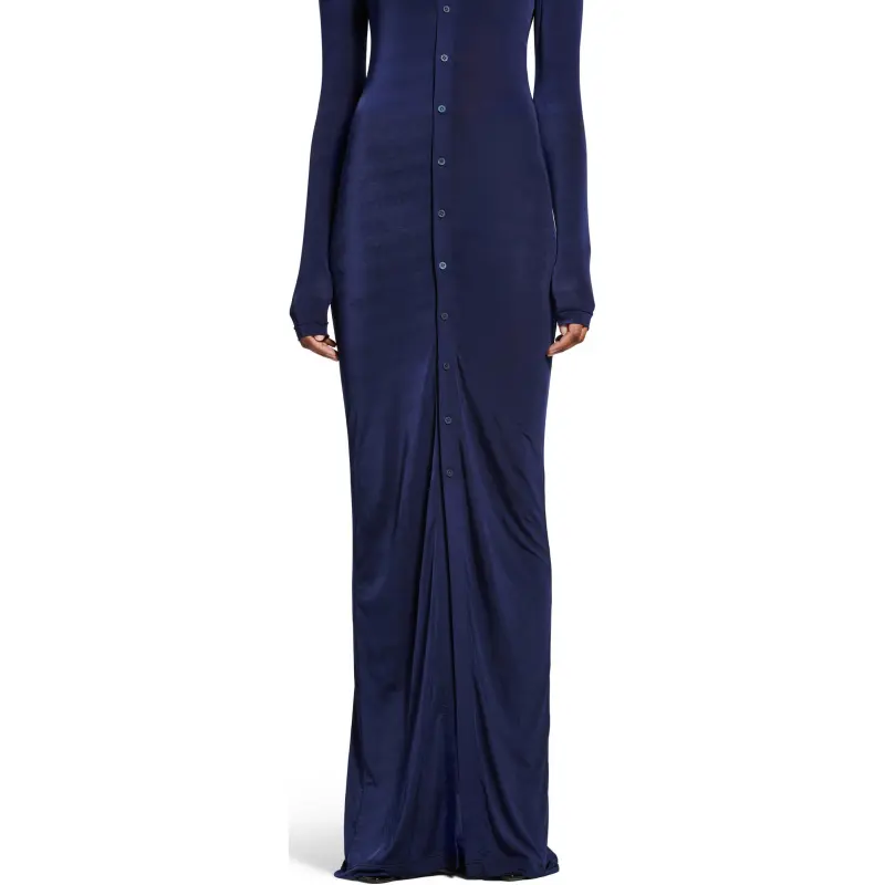 Balenciaga SS25 Long Sleeved Dresses Regular Fit Women's Marine Blue-5