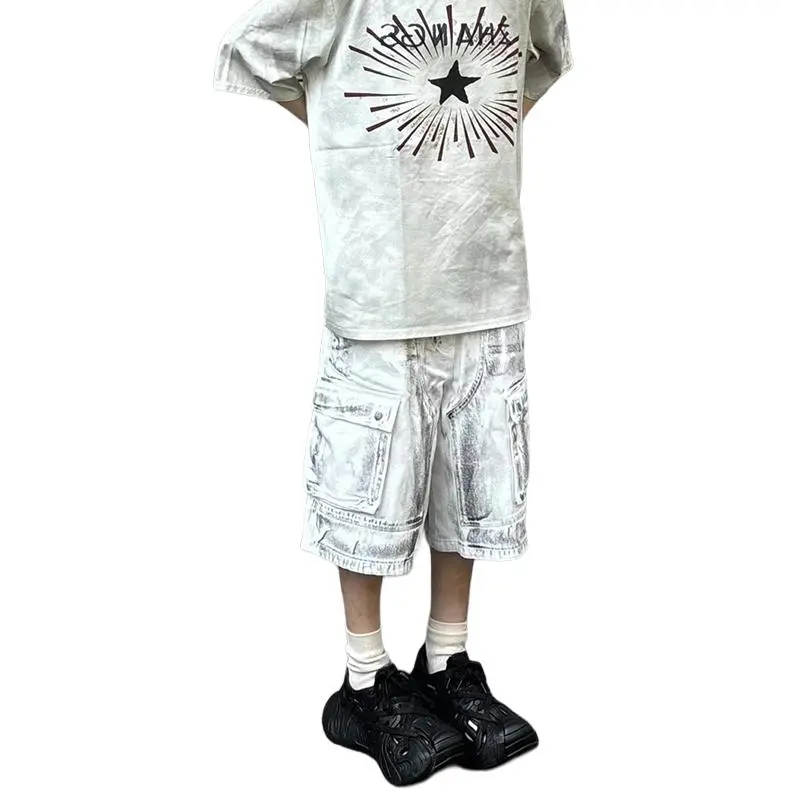 Weles Denim Shorts Unisex White-4