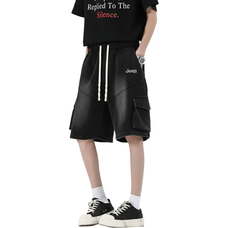 Jeep Denim Shorts Unisex Black, Includes Free Travel Set-2