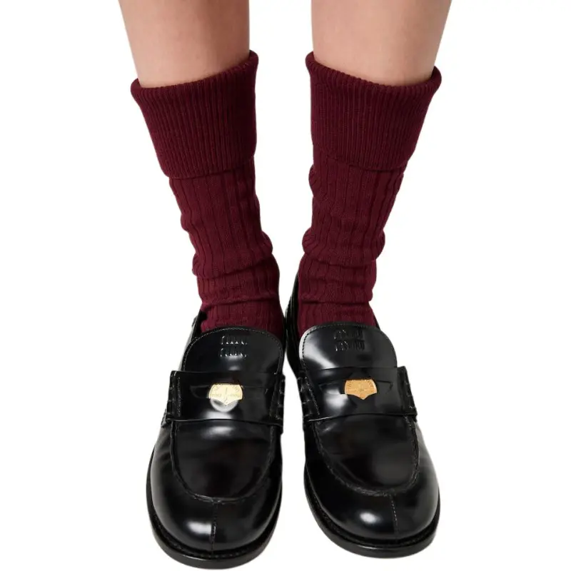 MIU MIU Mid Calf Socks Women's Red-1