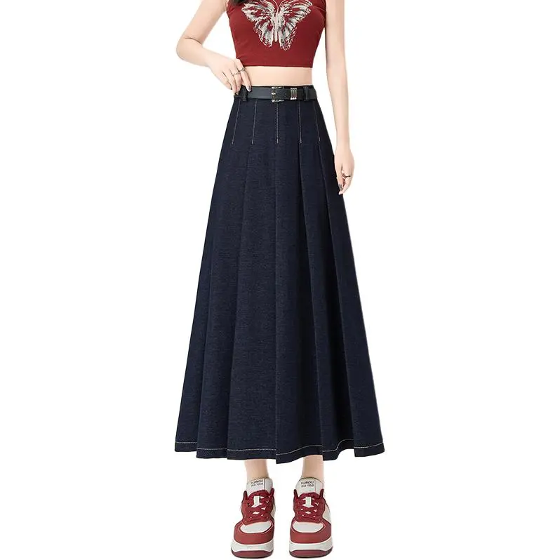 XIANSINIAO Denim Long Skirt Women's-5