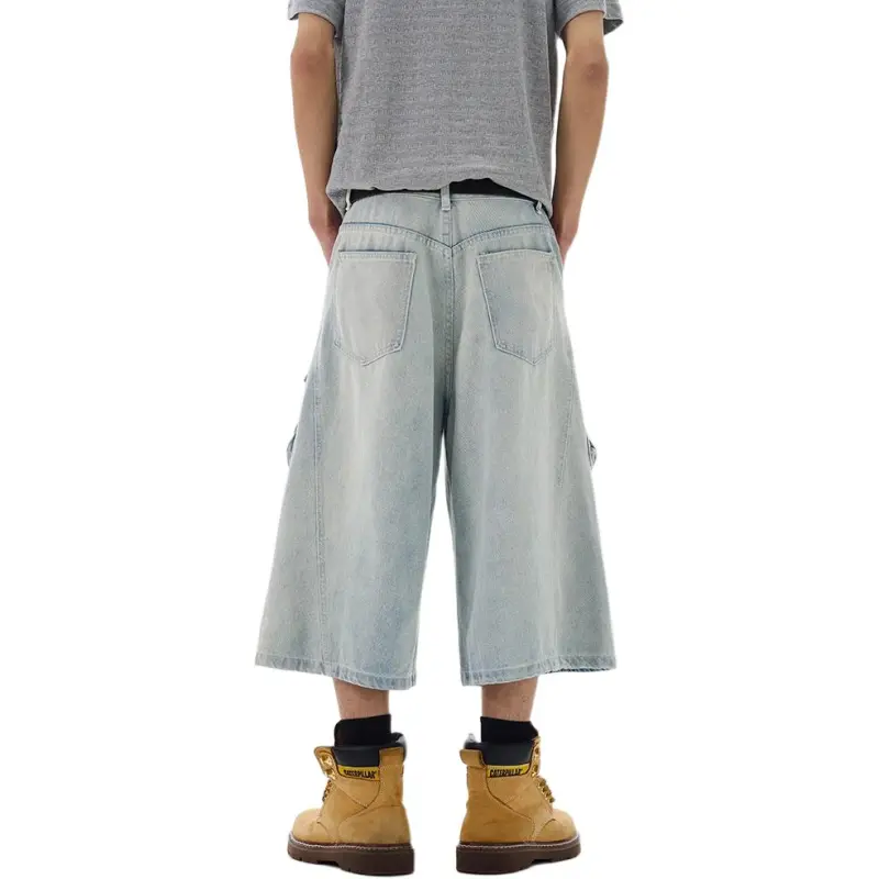 Weles Denim Shorts Unisex Light Blue-3