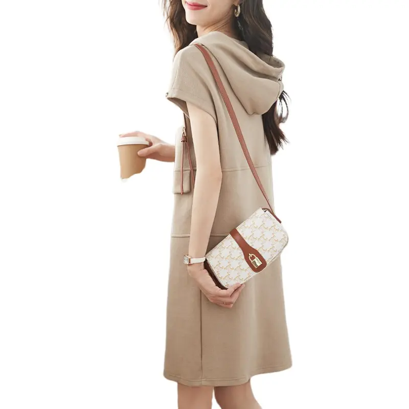 Mo Han Yi Mei Short Sleeved Dress Women's Khaki-1