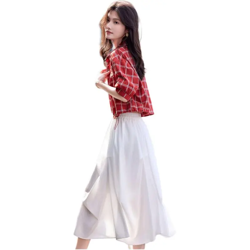 Mu Xiao Xin Shirt Women's Red Plaid-3