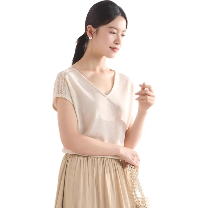 IHIMI T Shirt Women's Light Orange Apricot-1