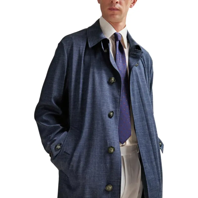 HUGO BOSS Regular-Fit Coat In A Virgin-Wool Blend Coats Men's Blue-5