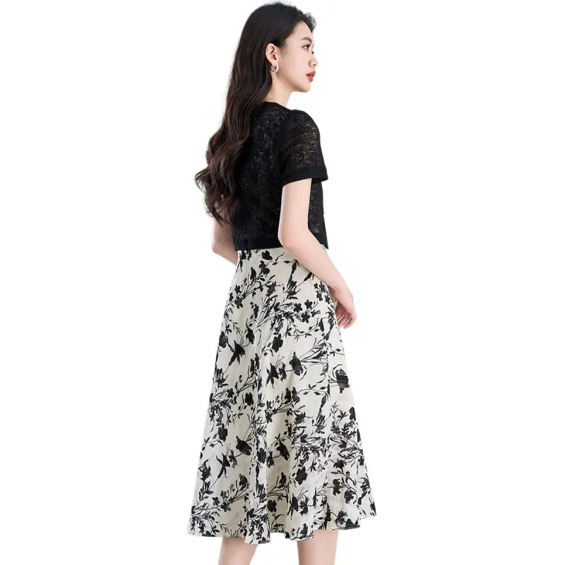 Mylan Two Piece Skirt Sets Women's Black-1