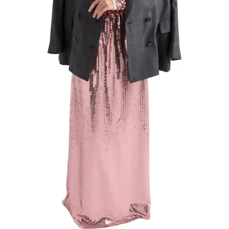 PRADA Long Sleeved Dress Women's Green Peach Pink-4