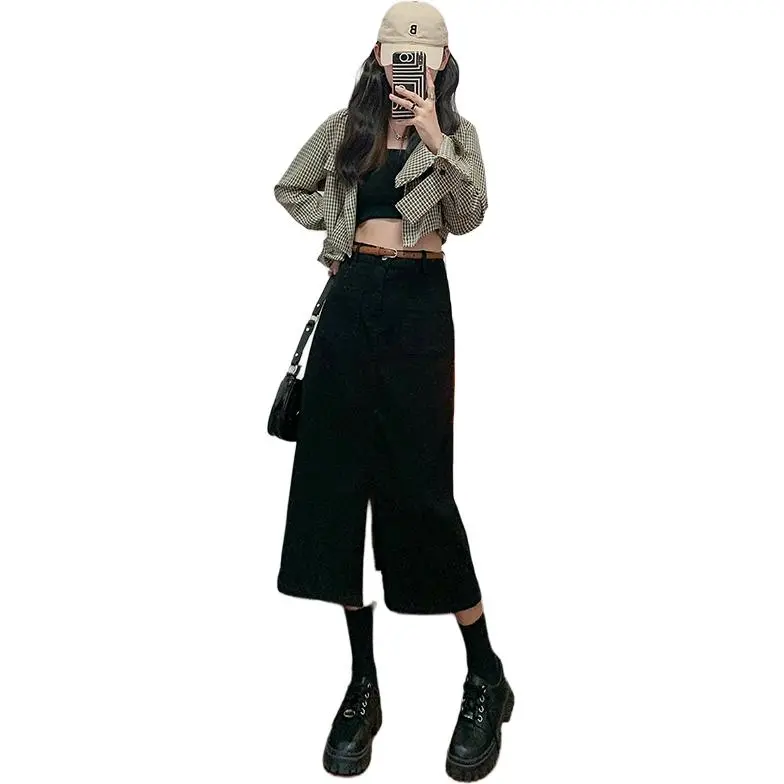 ZAZN Denim Long Skirts Women's Dark Blue-36