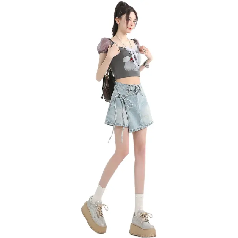 Mu Xiao Xin Denim Short Skirts Women's-1