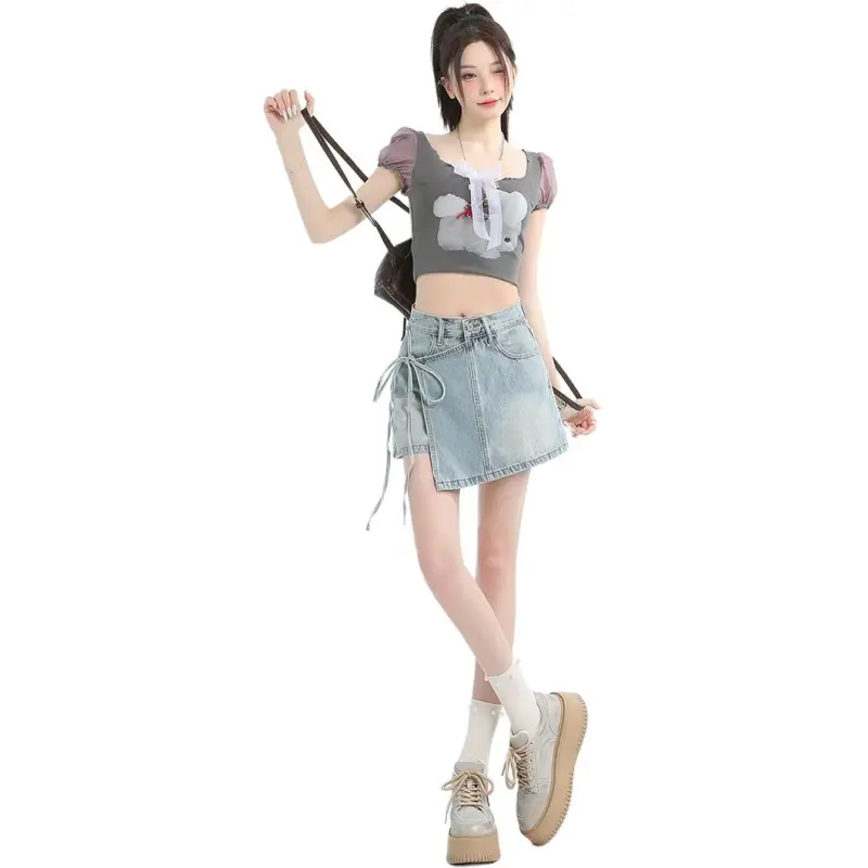 Mu Xiao Xin Denim Short Skirts Women's-3