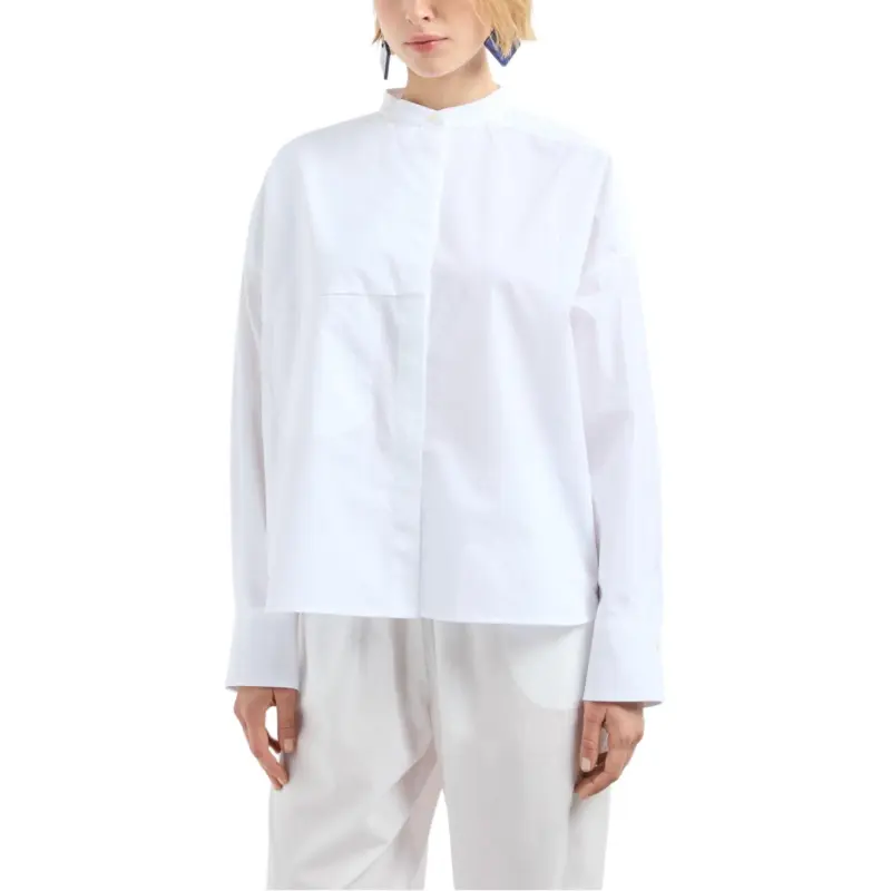 EMPORIO ARMANI Pure Cotton Shirt With Guru Collar-1