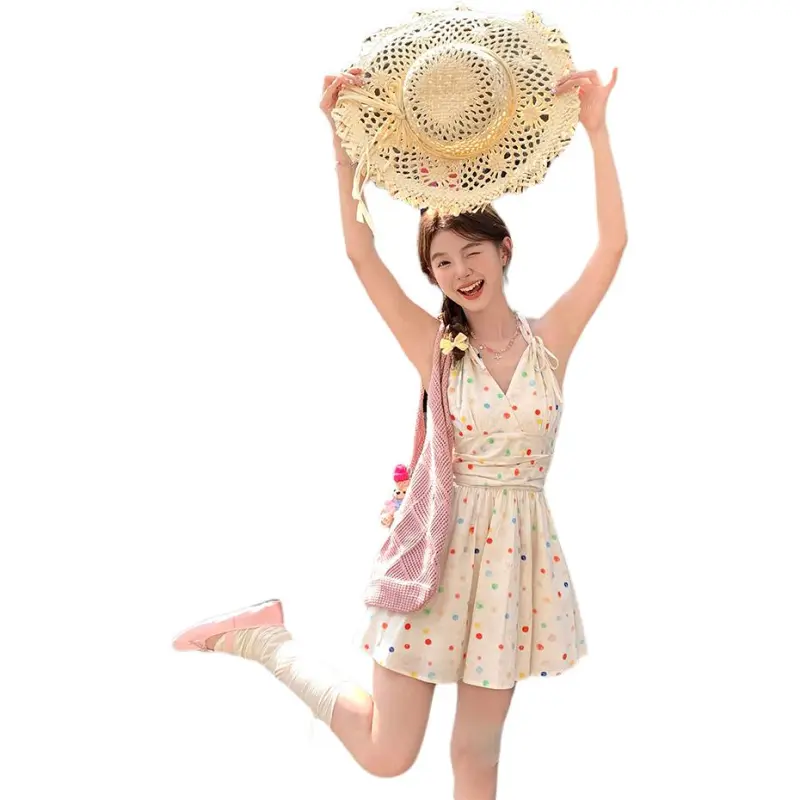 Dior Beauty Slip Dresses Women's Rainbow Polka Dot Skirt-4