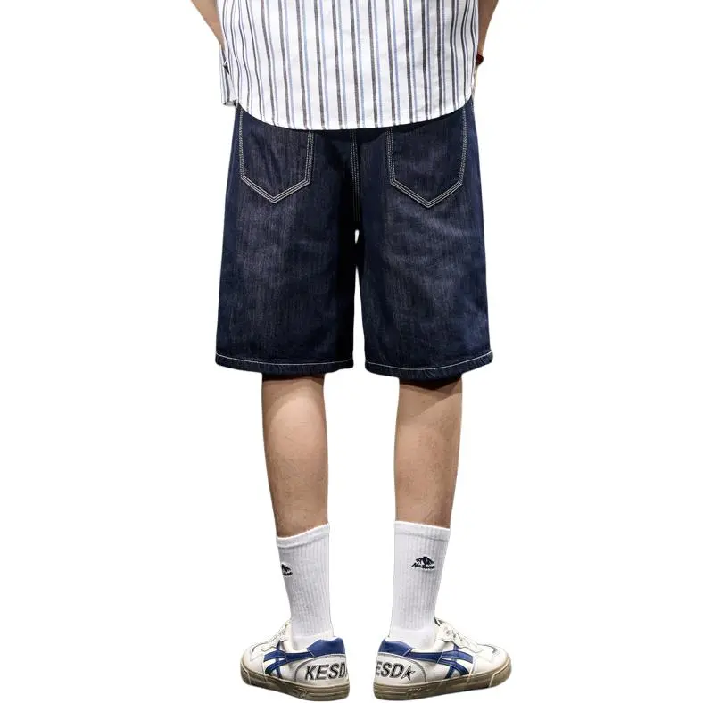 BUYDAUL Denim Shorts Men Black Blue-4