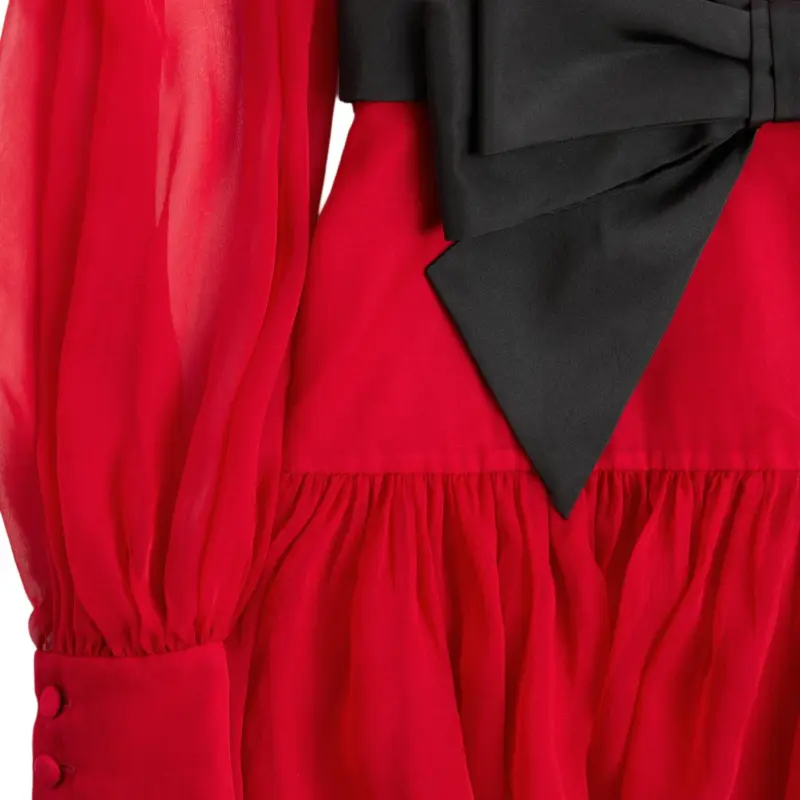 Valentino Long Sleeved Dress Women's Red-5