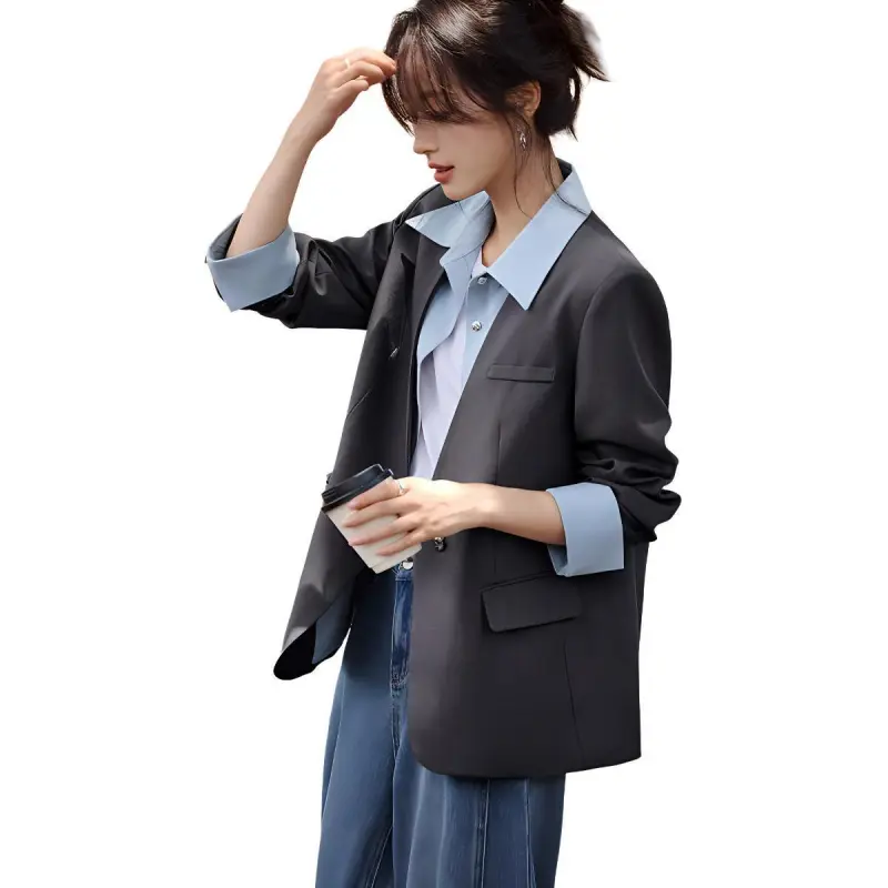 Mo Han Yi Mei Business Suit Women's Heather Gray & Blue-1