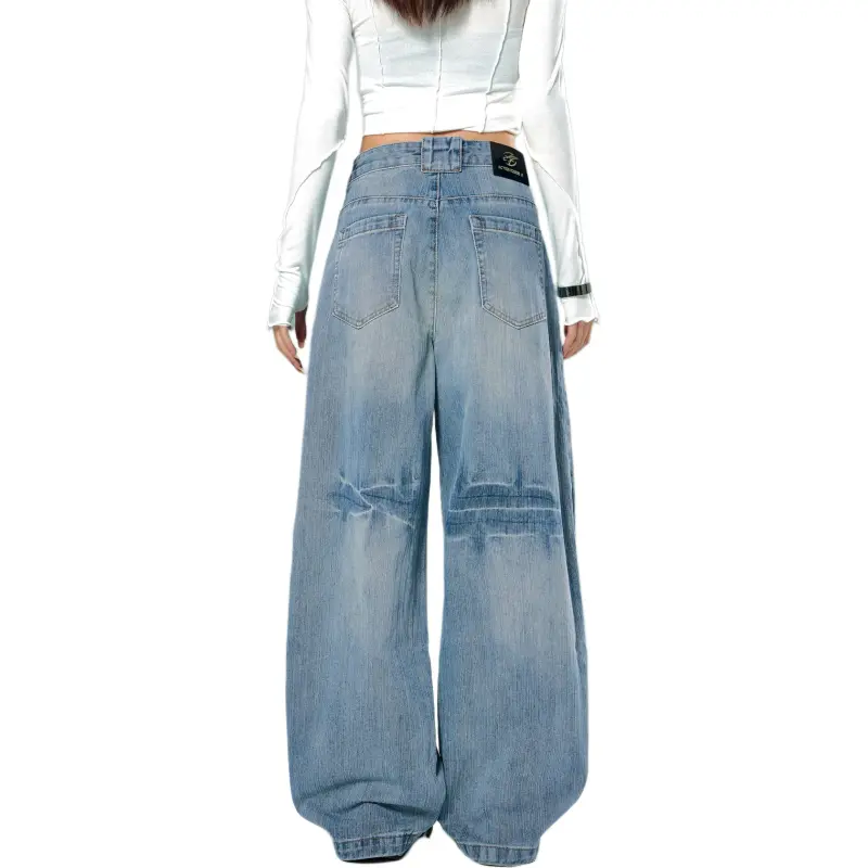 YIXIAOMO Jeans Unisex Blue-3