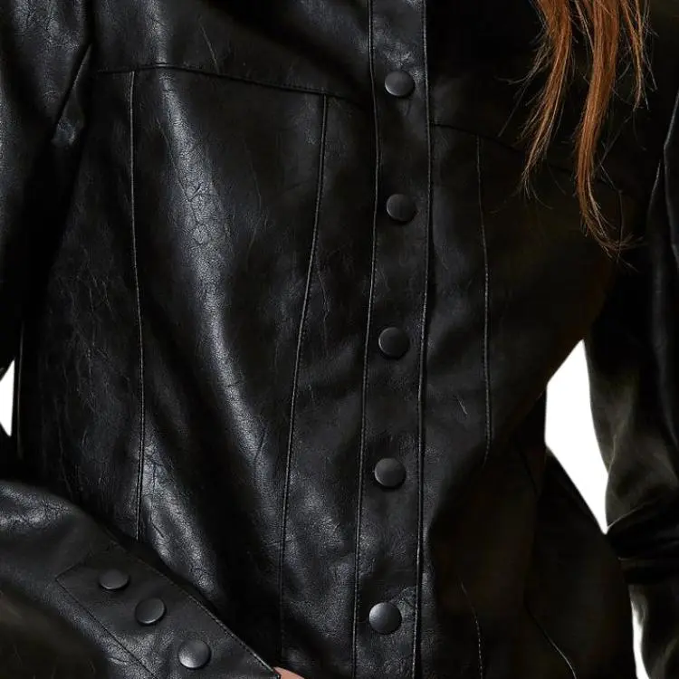 TWINSET MILANO Leather Jacket Women's Black-4