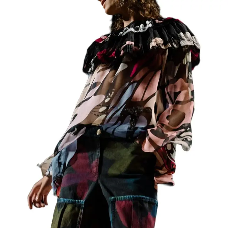 CHANEL SS22 Chiffon Shirts Women's Multicolor-2