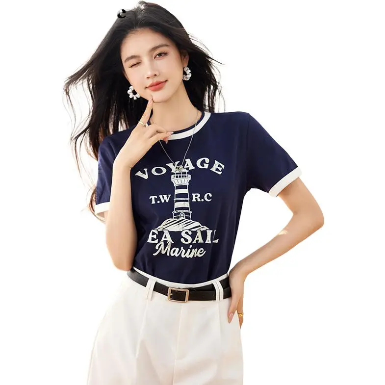 La Chapelle Regular T Shirt Women's Blue-2