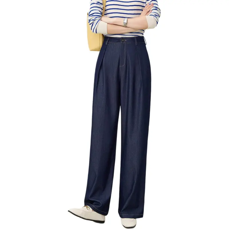 FAWENXIANGZI Casual Pants Women's Navy Blue-1