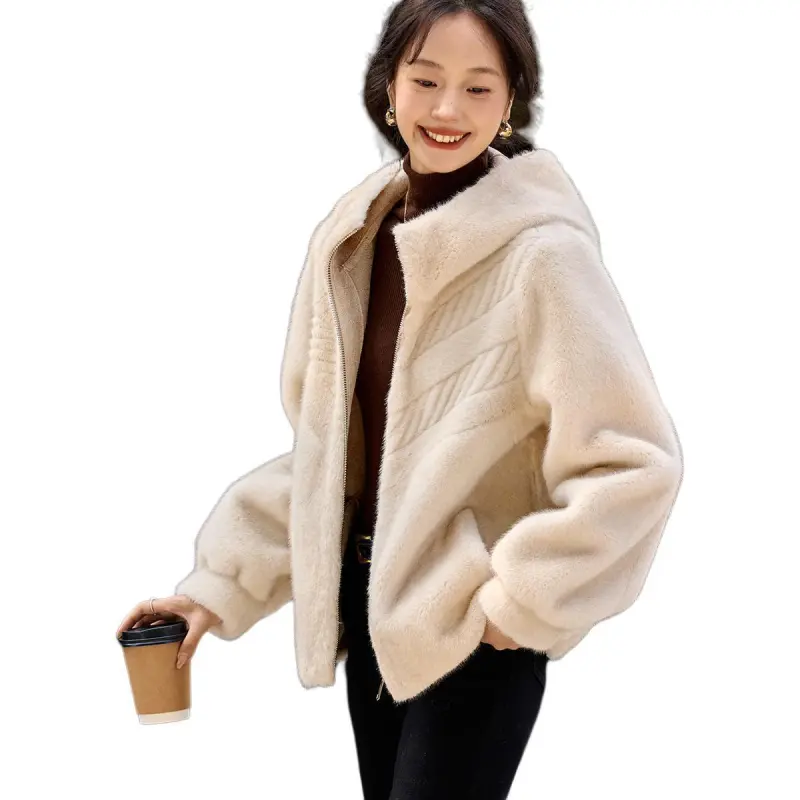 Mo Han Yi Mei Velvet feel Coat Women's Beige-2