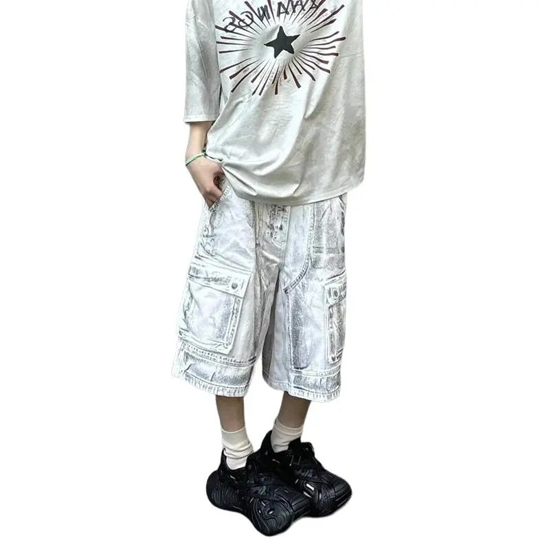 Weles Denim Shorts Unisex White-3