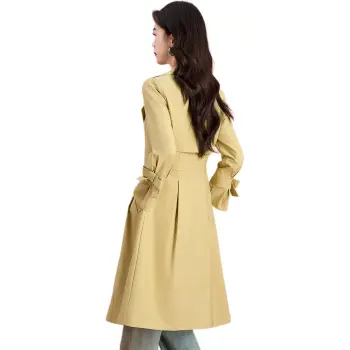 Mylan Trench Coat Cinched Waist Women's Light Yellow
