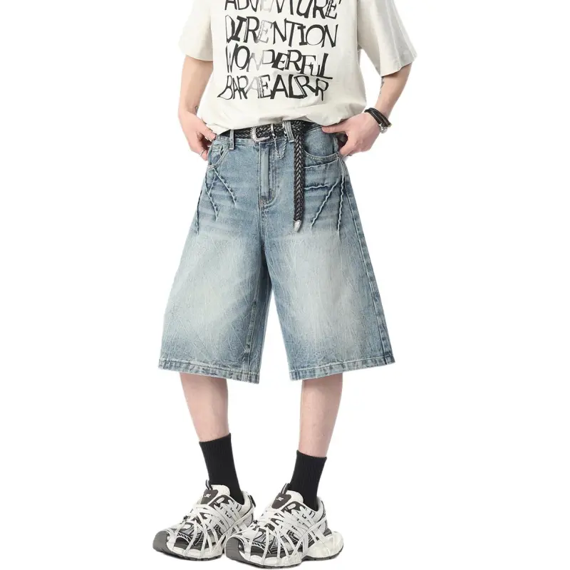 WARNING LIGHT Denim Shorts Unisex-7