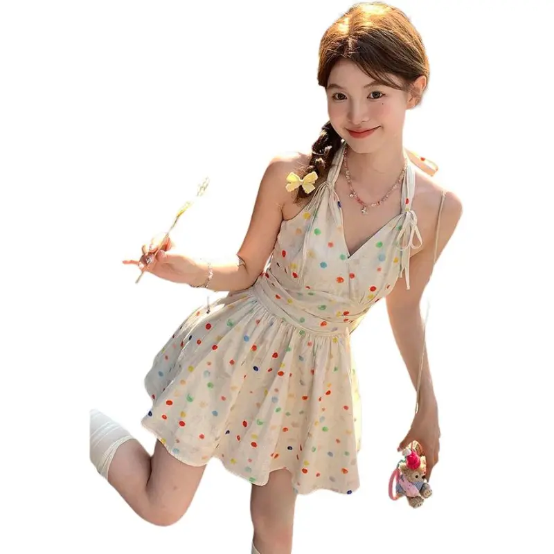 Dior Beauty Slip Dresses Women's Rainbow Polka Dot Skirt-2