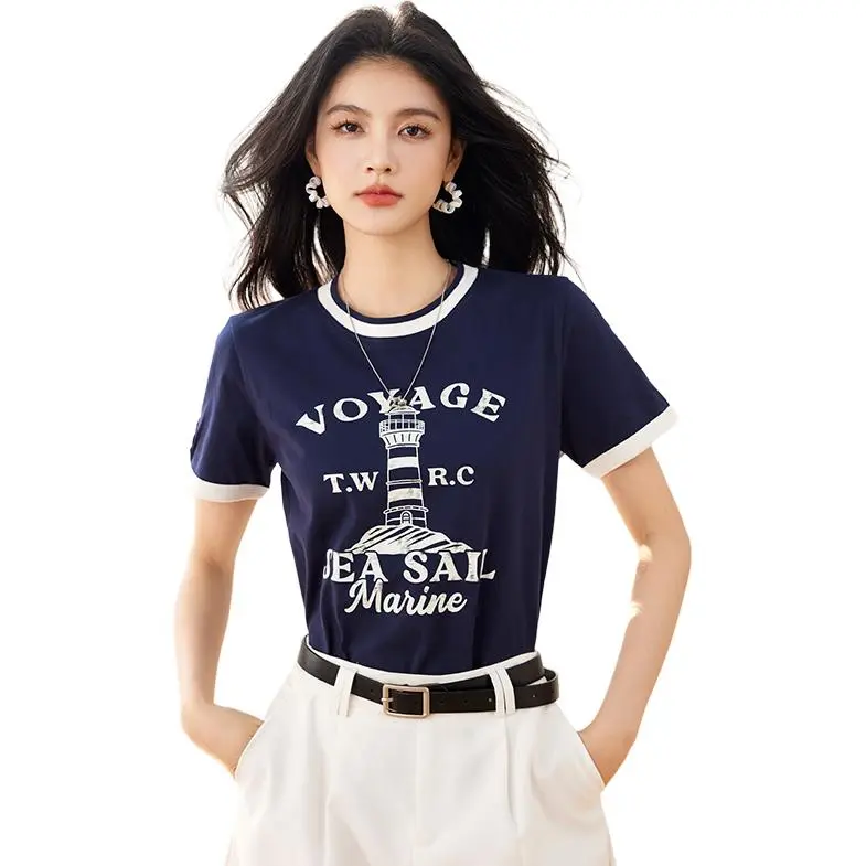 La Chapelle Regular T Shirt Women's Blue-1