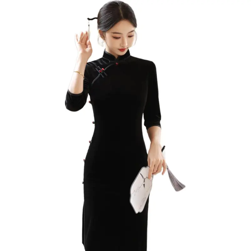 ENEESSI Spring Summer Release Cheongsam Women's Black-2